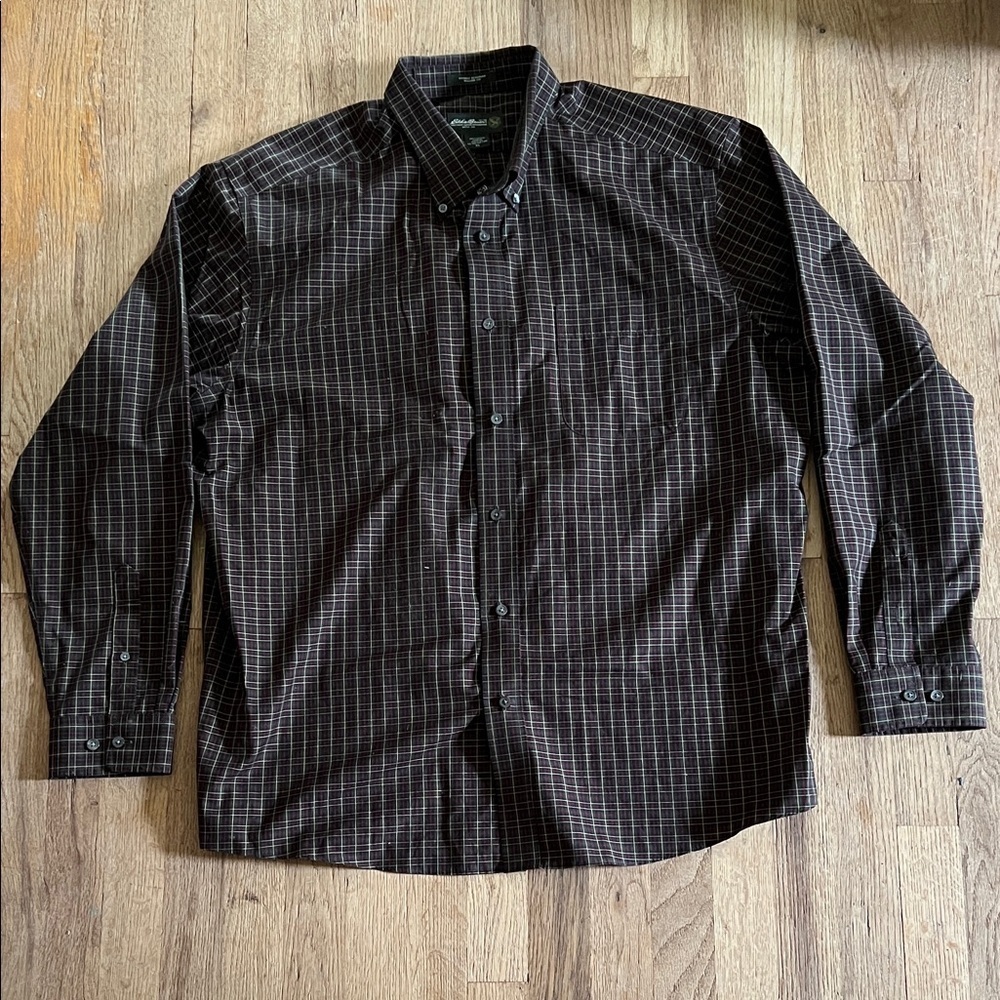 Eddie Bauer Men's Green and Red Checkered Shirt size XL